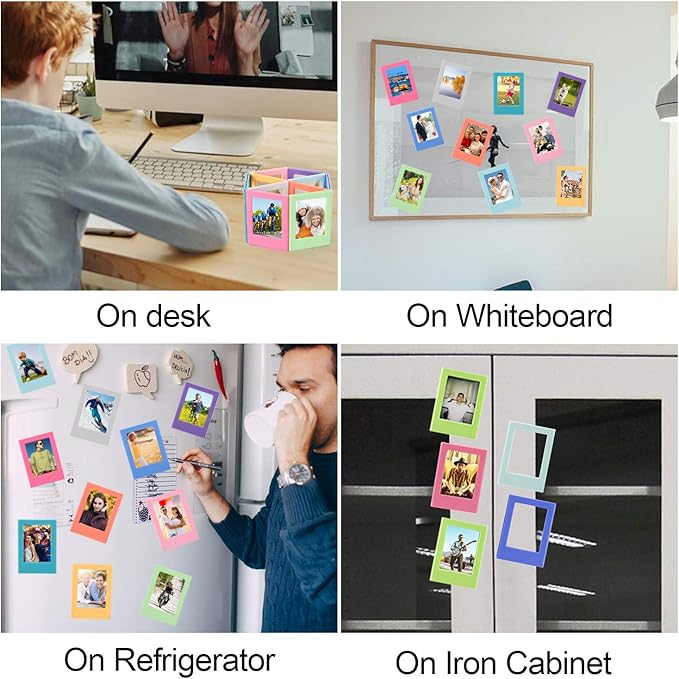 10 Pack Magnetic Picture Frame for Fujifilm Instax Mini Film, 2x3 inch Mini Picture Frame for Refrigerator Polaroid Photo Frame Magnets Photo Holder for Fridge DIY Collage Magnet for Office/Home