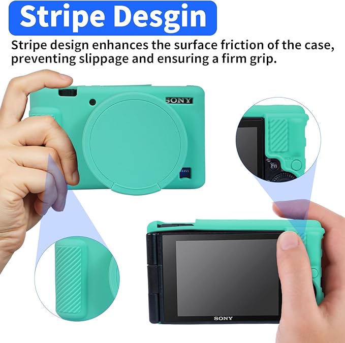 Camera Case for Sony ZV-1, ZV1 Camera Cover Silicone Camera Sleeve Body Skin Protective Case with Removable Lens Cap for Sony ZV 1 Digital Camera, Green