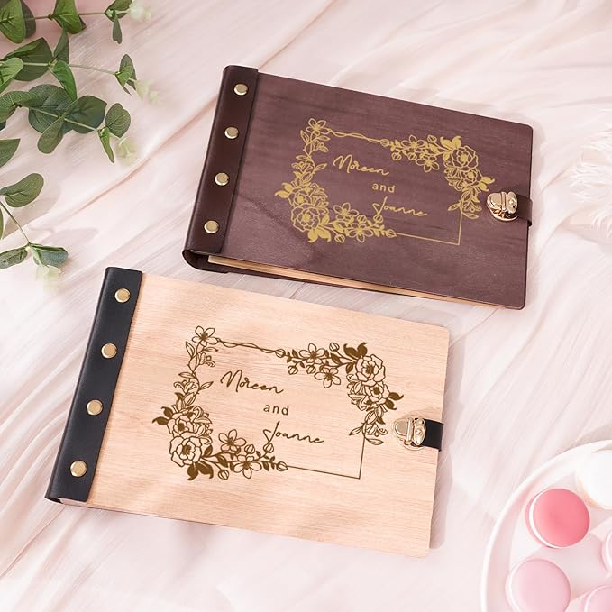 Personalized Wooden Wedding Photo Albums, Custom Couples Scrapbook, Retro Photo Scrapbook Anniversary Photo Album, Perfect Wedding Keepsake Gifts