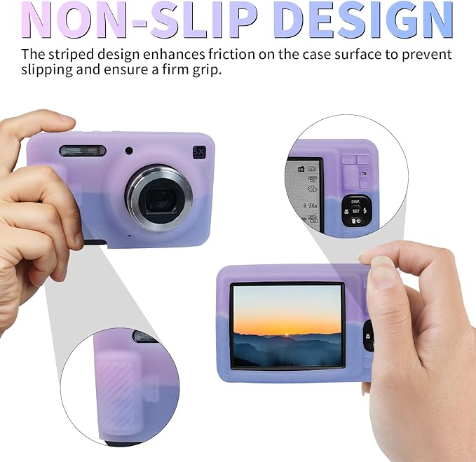 Easy Hood Camera Case for Kodak PIXPRO FZ55, Soft Silicone Cover Anti-Scratch Slim Fit FZ55 DSLR Camera Sleeve Body Skin Travel Protective Case, Pink Purple