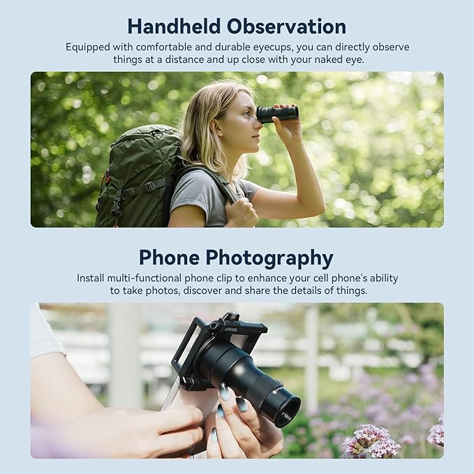 APEXEL 2-in-1 Telephoto Lens & 150mm Macro Lens for | 6X Telephoto and Macro Lens Kit with Universal Clip | Compatible with 16/15/14/13 Pro/Max, Samsung and Android Smartphones