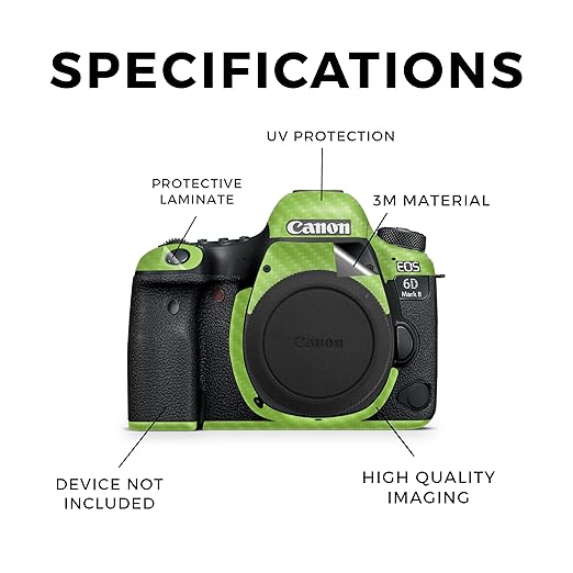 Carbon Fiber Camera Skin Compatible with Canon EOS 6D Mark II Camera (2017) - Solid Lime Green - Premium 3M Vinyl Protective Wrap Decal Cover - Easy to Apply | Crafted in The USA by MightySkins