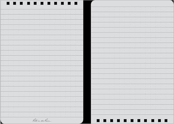 Rite in the Rain Weatherproof Top Spiral Notebook, 4" x 6", Gray Cover, Universal Pattern (No. 846)