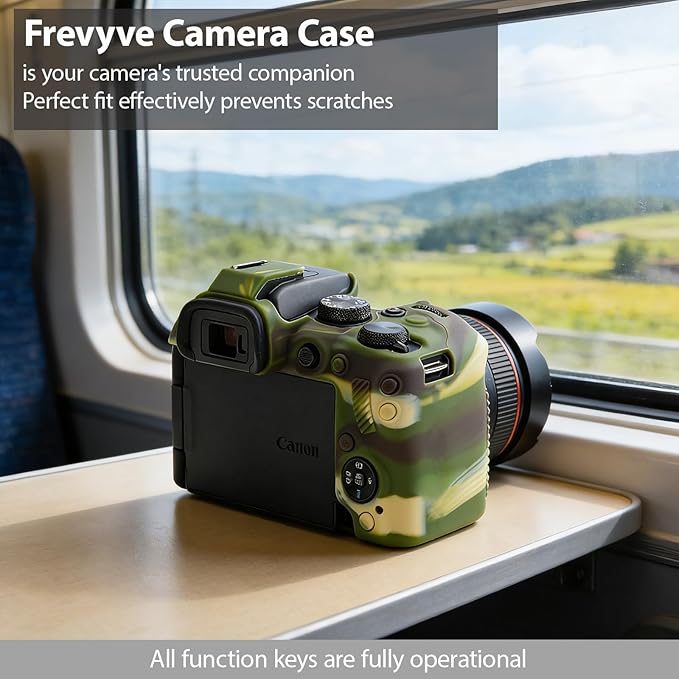 Frevyve Case for Canon EOS R10 Mirrorless Camera, Skin, Anti-Scratch, Lightweight Sleeve, Soft Silicone Rubber Protective Case Cover for Canon EOS R10 Accessories (Camouflage)