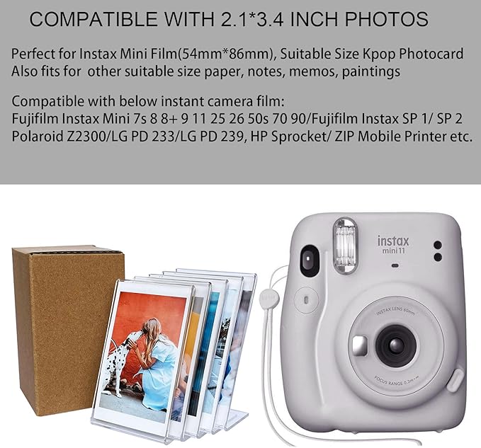 SULEPE 5 Packs Instax Mini Picture Frame, 2x3 Desk Polaroid Photo Frame, Small Wallet Size Frame, Acrylic Cute Photo Frame for Fujifilm Instax Mini Instant Films 2.1 * 3.4”