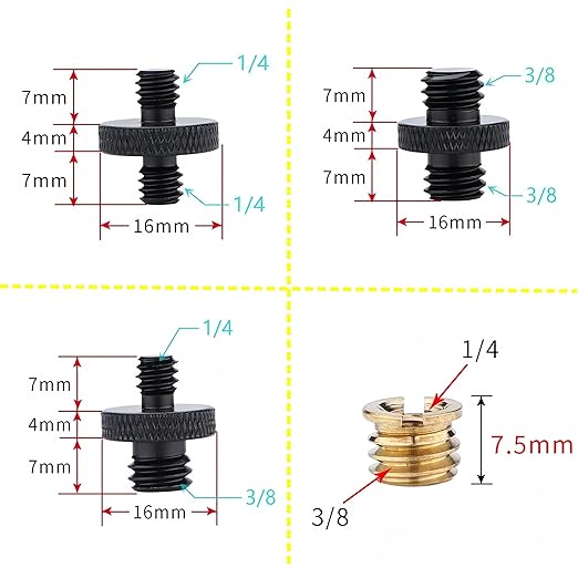 Homeet 17PCS Camera Screw Adapter Set 1/4 Inch and 3/8 Inch Thread Screws Tripod Converter Mount for DSLR/Monopod/Light/Microphone/Action Camera