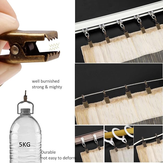 BIHRTC 25 Pack Mini Curtain Clips Curtain Hangers Clips Rod Clips Lights Stainless Steel Clips S Hooks for Party String Lights Holder Shower Home Curtain Photos Decoration Art Hang Clip