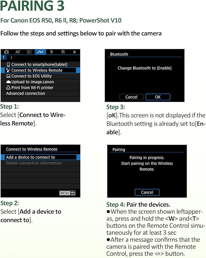 Camera Remote Control for Canon - Aodelan Wireless Shutter Release Trigger for R3/ R10/ M50/ EOS M6 Mark II/R/RP /90D /6D Mark II /R5/T7i /G5 X Mark II /G7 X Mark III; Replaces Canon BR-E1