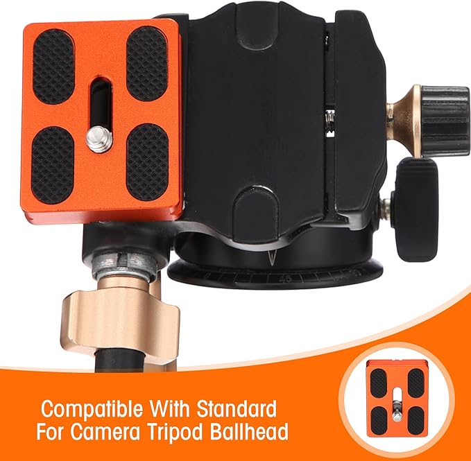 Frienda 2 Pieces Metal Quick Release Plate with 1/4''-20 Camera Screw Tripod Mount Plate Fits Standard for DSLR Camera Tripod Ball Head(Orange,Pu50)