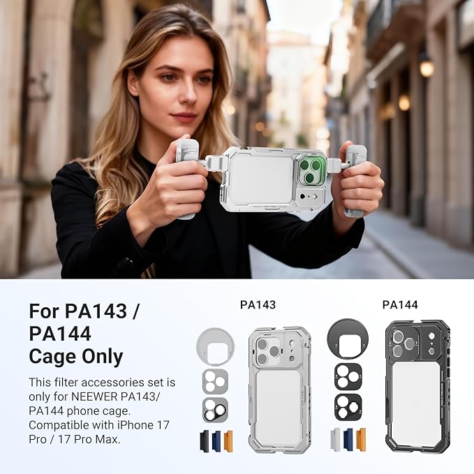 NEEWER 37mm Filter Lens Backplate for PA143/PA144 Phone Cage Only, Quick Release Video Rig Mobile Camera Photography Accessories Compatible with iPhone 17 Pro 17 Pro Max Beastgrip, PA152
