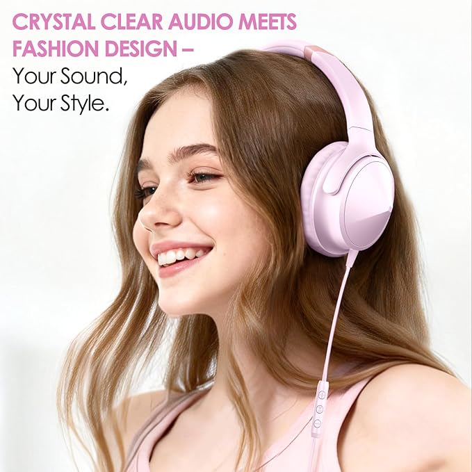 USB C Over Ear Headphones Wired, USB C Wired Headphones with Microphone, Volume Control, HD Stereo Sound, Foldable & Lightweight USB Type C Headphone