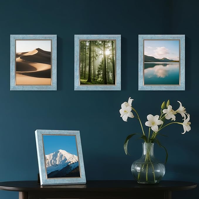 XUANLUO 8x10 Picture Frames Set of 4 Rustic Retro Photo Frame with HD Plastic Cover for Wall Mount and Tabletop Display Family Friends Wedding Gift