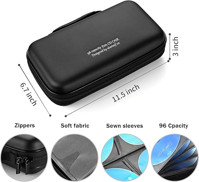 DVD Case, EVA CD Case Holder Storage Organizer Portable Protective DVD Wallet Holder for Car