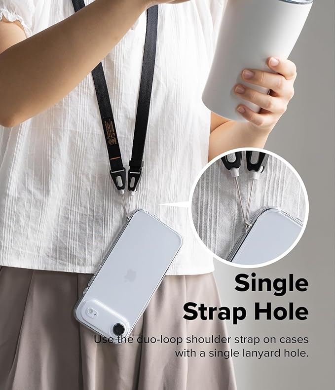 Ringke Shoulder Strap for Camera and Phone Strap, Designed for iPhone 17 Case, Adjustable Sturdy Universal Crossbody Lanyard - Black