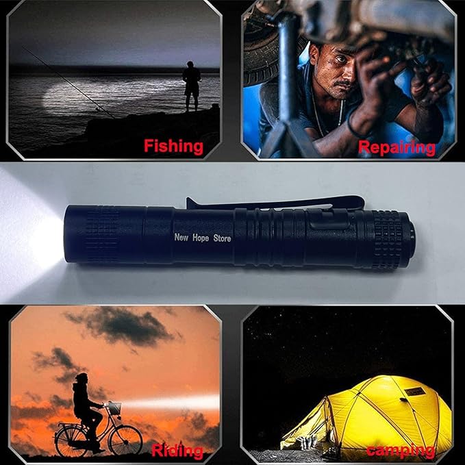 LED Pocket Penflashlight, High Lumens Lightweight Penlight Waterproof Compact Pen Light with Clip for Inspection, Repair, Camping Powered by 1*AAA Battery(not Included) Set 6pcs