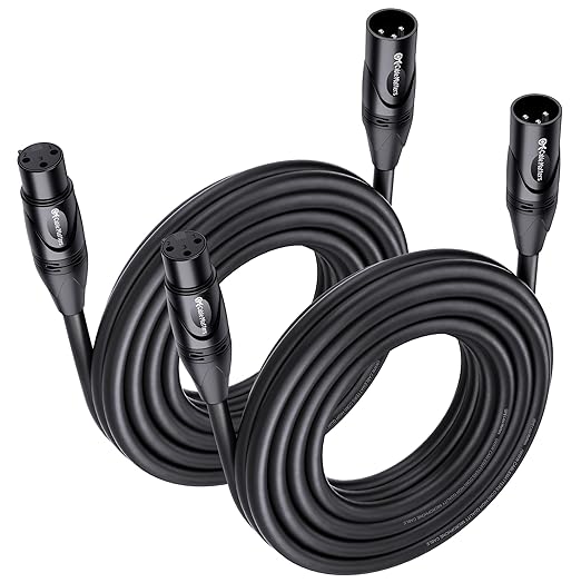 Cable Matters 2-Pack Premium XLR to XLR Cables - 20ft, Male to Female Microphone Cable, Oxygen-Free Copper (OFC) Mic Cord, Black