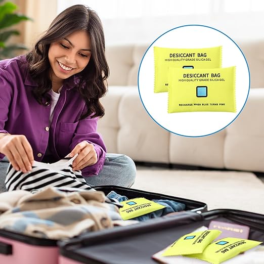 10 Packs 200g Rechargeable Silica Gel Desiccant Moisture Absorbing Bag for Storage Bin Indicating Silica Gel Desiccant Packet Reusable Dehumidifier Bag for Home Closet Car(6 x 3.5 Inches)