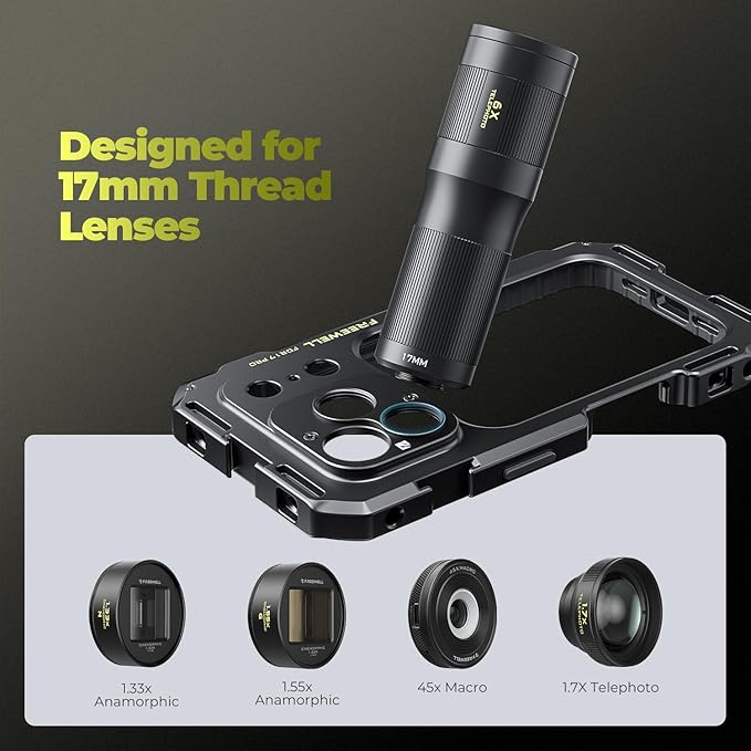 Freewell Genius Rig Cage for iPhone 17 Pro - Tool-Free Setup, Multifunctional Tripod and Monopod Handles, Bluetooth Remote