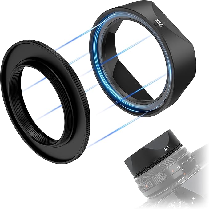 Magnetic Square LH-XF27 Lens Hood Shade with 39mm Adapter Ring for Fuji Fujifilm XF 23mm F2.8 R WR On X-E5 XE5, Lens Protector for XF 27mm F2.8 R WR(NOT for TTArtisan), Replaces LH-XF27(No Filters)