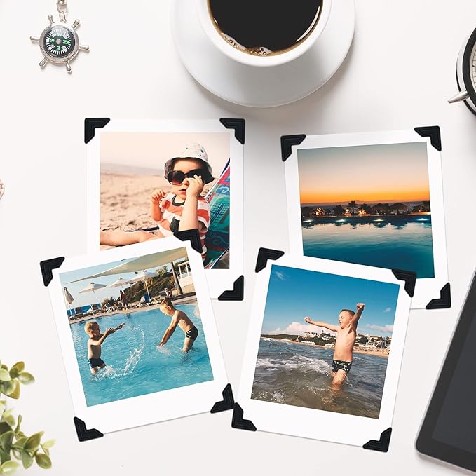1200 Pcs Photo Corners Self Adhesive Black Picture Corners for Scrapbooking Stamping Supplies DIY Scrapbook Stickers Album Diary Personal Journal Diary Organizer Memory Book Picture Frames