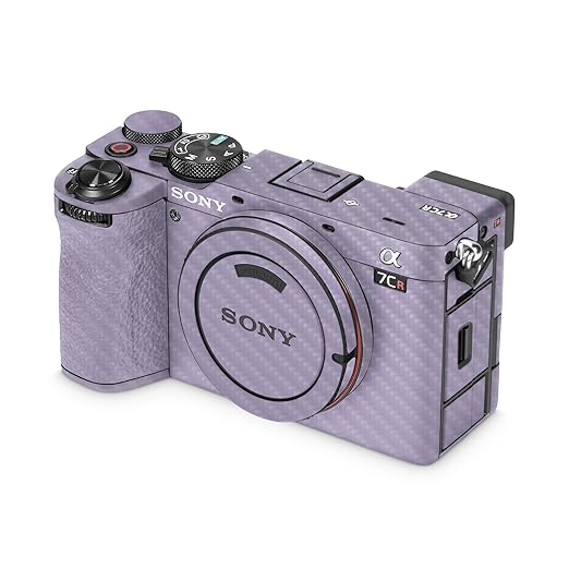 Carbon Fiber Camera Skin Compatible with Sony Alpha 7CR Camera (2023) - Solid Lavender - Premium 3M Vinyl Protective Wrap Decal Cover - Easy to Apply | Crafted in The USA by MightySkins