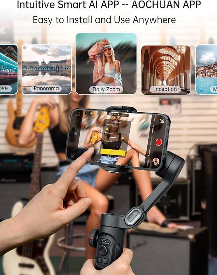 Phone Gimbal Stabilizer 3-Axis Smartphone Foldable Handheld Gimbal for iPhone, Portable Hard Case for Camera, Lens & 3-Axis Gimbal, EVA Protective Storage Bag w/Hand Strap, Smart XE & B30
