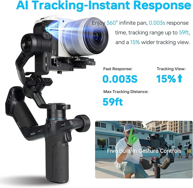 FeiyuTech SCORP Mini 3 Pro All-in-One 3-Axis Gimbal Stabilizer for Camera, Smartphone & Action Cam | Built-in AI Tracking Sensor, Detachable Remote Handle, Vertical Shooting Compatible