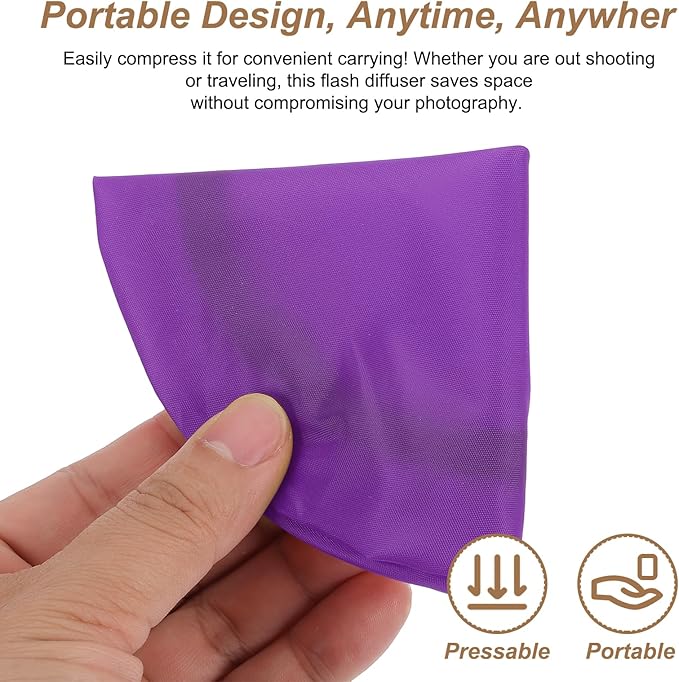 PATIKIL 7.1" x 7.1" Soft Mini Flash Diffuser Cap, 2 Pack Universal Elastic Flash Diffuser Cover for DSLR Camera Flashlight, Purple