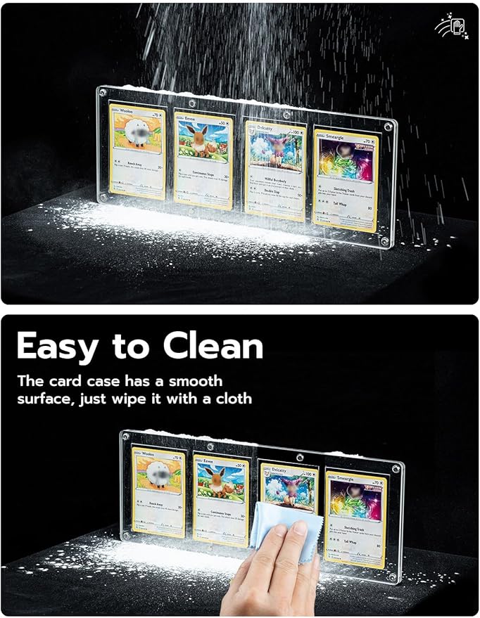 Wigearss 4 Slots 35-75PT Universal Magnetic Acrylic Game Card Case, Baseball Card Holder, Hard Acrylic Card Cases, Card Protector, Fit for Standard Card
