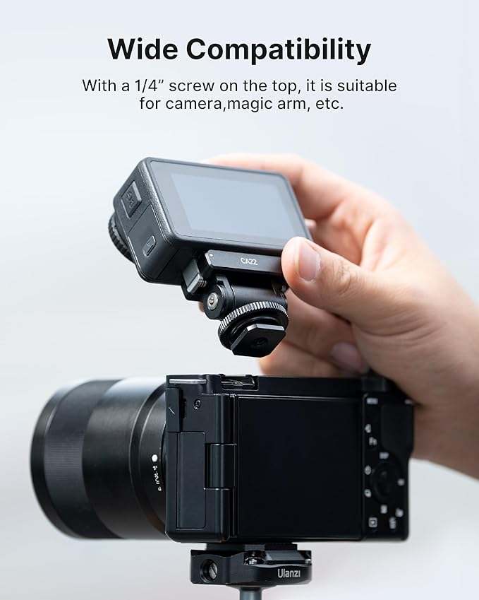 ULANZI CA22 Cold Shoe Adapter Mount with Magnetic Quick Mount, 180 Tilt Adjustable, Universal Camera Compatible with DJI OSMO 360/Action 2 3 4 5 Pro/G-o-P-ro Hero 13 12 11 10/Insta360 GO 3S X4 Ace Pro
