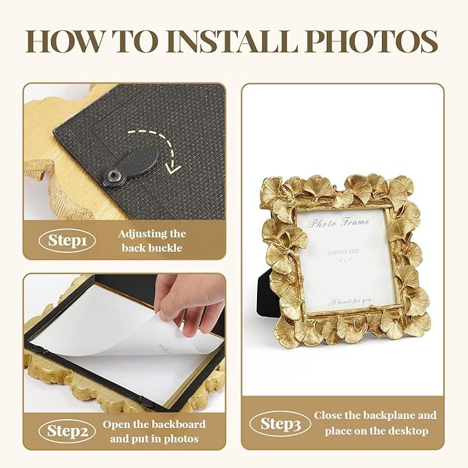 Cuspin 4x4 Picture Frame Square, Small Gold Vintage Ornate Frame Leaf Textured Hand-Crafted Resin with Glass Front, Antique Photo Frames for Tabletop Display, Retro Design Home Decor