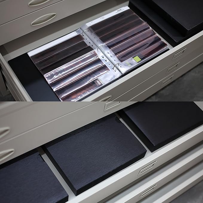 Acid Free Film Protector Storage Box Set 3 Ring Film Negative Binder for Standard 135 35mm 120 4x5 8x10 Negative Pages Film Bag(Black)