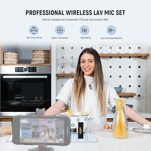 NEEWER Lavalier Wireless Microphone System, 1x USB C Receiver with OTG Adapter & 1x Noise Cancelling Omnidirectional Condenser Transmitter Compatible with iPhone 16 Pro Max S24 Ultra, KM23