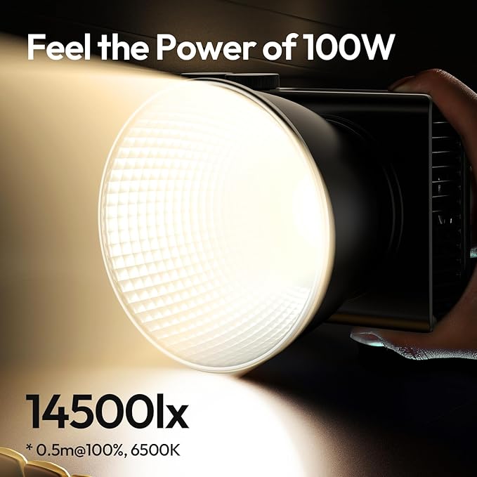 Ulanzi C01 100W COB Lights - PD 3.0 Powered, Led Video Light 2700K-6500K,14500Lx,CRI 96+, Knob Control, Compact & Lightweight (343g), Type-C Power Supply,for Portrait/Studio Lights,Mini Bowens Mount