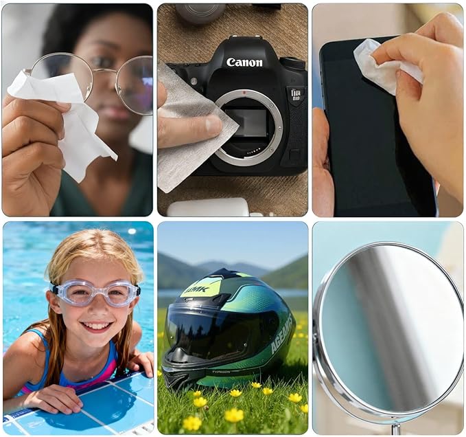 Ageantscom Anti-Fog Wipes for Glasses – Eye Glasses Cleaner Wipes, 100 Pack, Individually Wrapped, Pre-Moistened, Quick-Dry, Scratch-Free for Goggles, Camera, Watch, Lens, Laptop, Phone Screens