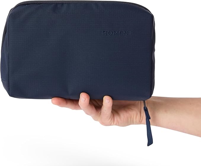 Moment Everything Tech Organizer – Water-Resistant Travel Pouch for Cables, Chargers & Accessories | Regular & Mini Sizes (Navy, Regular)