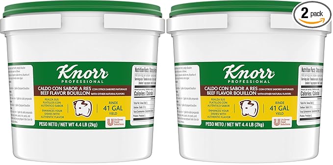 Knorr Professional Caldo de Res, Beef Bouillon with Beef Flavor Granulated Base, Bouillon as a Base, Marinade, Flavor Enhancer, Shelf Stable Convenience, 0g Trans Fat, 4.4 lbs (Pack of 2)