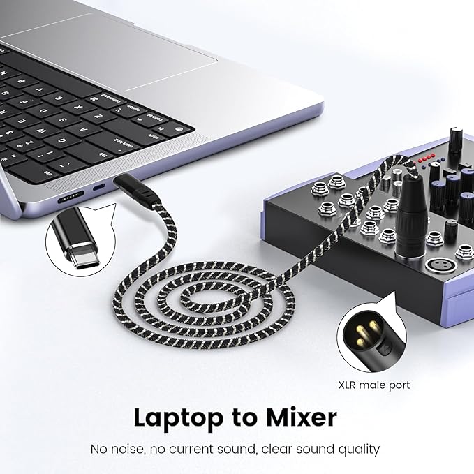 USB C to XLR Cable,6FT USB Type C to XLR Male Output Stereo Cable,X LR Male to U SB C Converter Adapter for Amplifier,Mixer Console, Speaker, etc （No Audio Recording Support）
