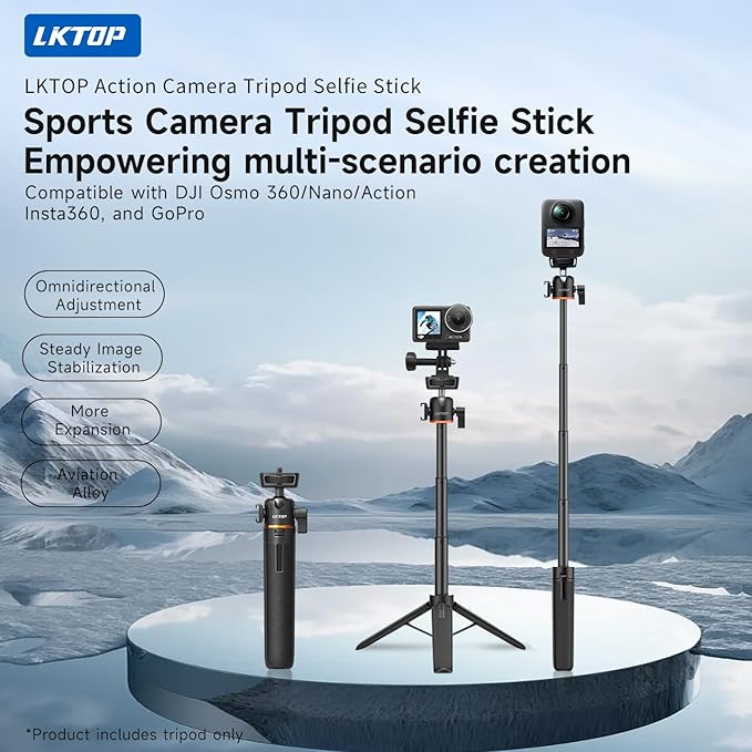 LKTOP Pocket 3 Battery Handle+Selfie Stick for DJI Osmo Pocket 3, Xtra Muse Accessories 5000mAh Fast Charger 22.5W Portable Power Stick Grips 6hr Battery Life (Charging Time: 30min Camera, 80min Self)