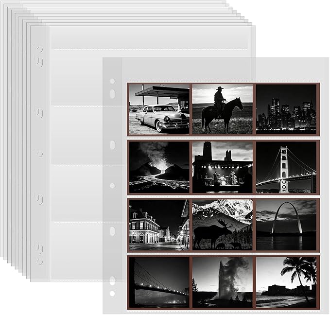 30PCS 120 Film Negative Sleeves Acid Free Archival Film Negative Storage for 120 film Can Hold 16 Pieces of 6×4.5 CM 12 Pieces of 6×6 CM Per Page Compatible with 3-Ring Binders for Organizing 120 Film