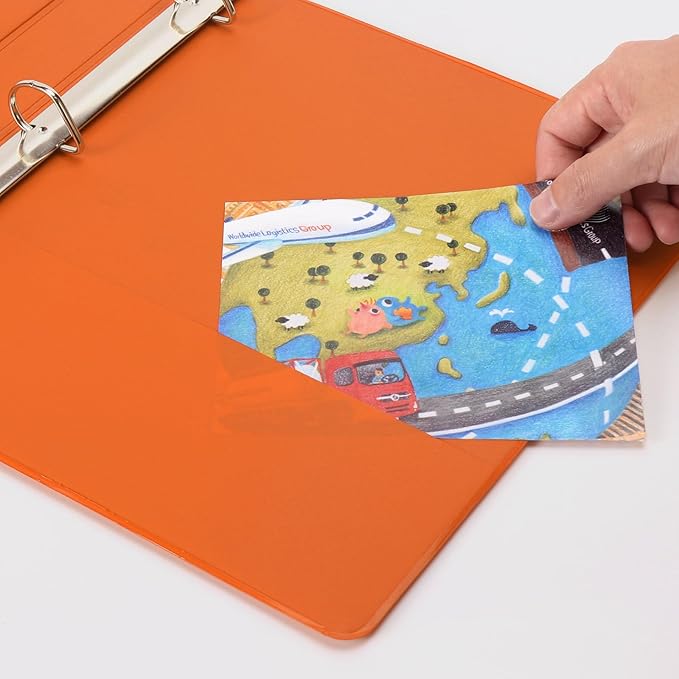 COMIX Sturdy 1 Inch Binders 3 Ring with Clear View Cover, 1" Slant-D Ring View Binder Holds 225 Sheets of US Letter Size Paper, 6 Pack (Orange)