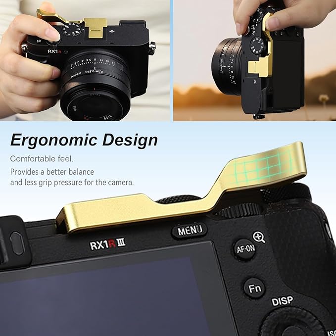 Haoge Thumb Hand Grip for Sony RX1R III Camera Accessories Gold Metal Hot Shoe rx1r m3 Thumb Up Rest Hand Grip THB-RX1RIII-G