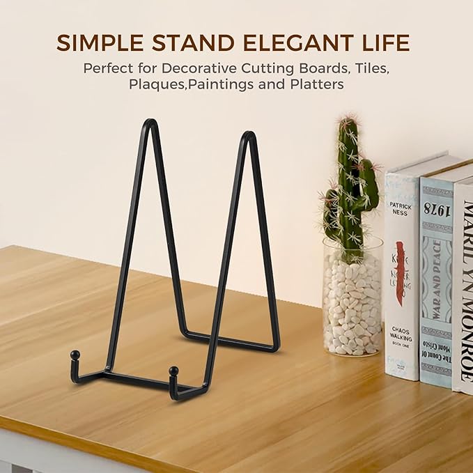 Plate Holder Easel Display Stand - 8 inch Metal Plate Stands for Display - Tabletop Picture Stand - Black Iron Easels for Display Pictures | Photo Frames | Book | Decorative Plates | Plaque -2 Pack