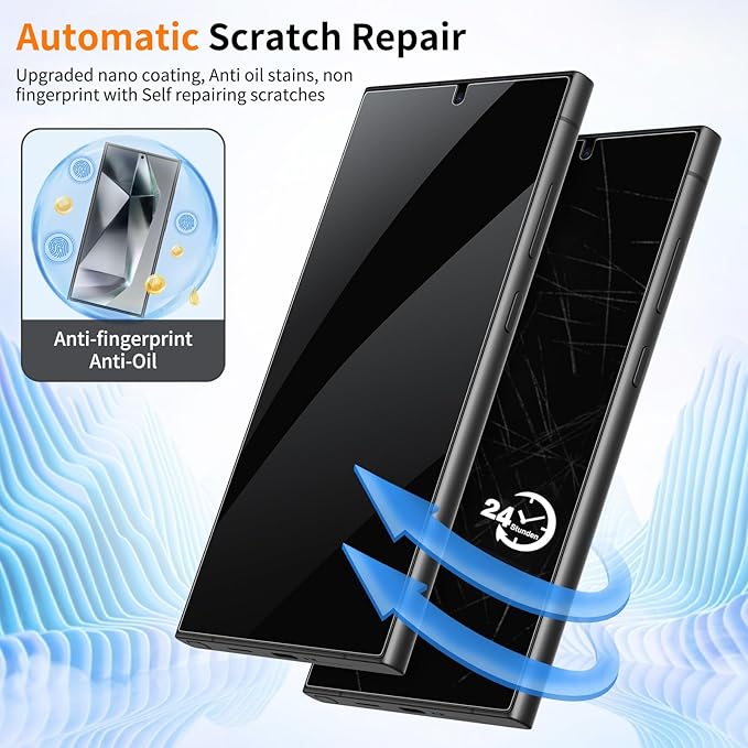 posidentists for Samsung Galaxy S24 Ultra Privacy Screen Protector,2 Pack PET Film [Not Glass],25° Anti-Spy S24 Ultra Screen Protector,Auto Dust-Elimination Installation, Bubble Free,Case Friendly