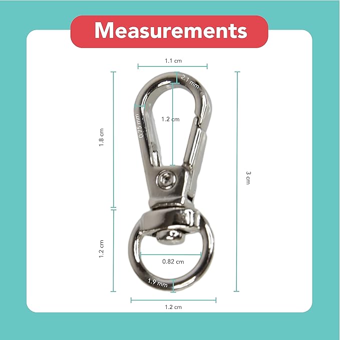Foto&Tech Small Quick Release Adapter Clip for Camera with Round Lugs for Camera Strap, 33lb Breaking Force (10 Pieces, Silver)