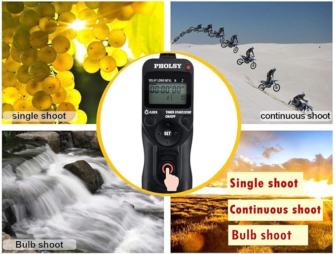 PHOLSY S8 Timer Remote Control Cable with Intervalometer for Sony a1 a9 a9m2 a7 a7M2 a7M3 7RM2 a7RM4 a7S a7SM3 a7SM2 a3500 a6600 a6500 a6100 RX100M5 RX100M6 RX100M7 HX99 HX90 HX350 HX400