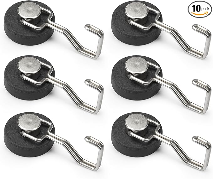 DUGUJIUJIAN Rubber Coated Magnetic Hooks for Cruise Ship Cabin,Kitchen,Garage,Classroom and Office Waterproof Heavy Duty Metal Hangers with Increased Friction and Anti-Scratch Protection(6, Sliver)