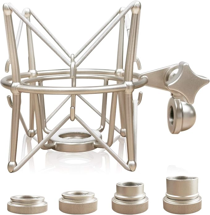 Microphone Shock Mount Mic Holder - Anti Vibration Spider Shockmount Compatible with Many Condenser Mics Like AT2020 MXL 770 MXL 990 Samson C01 Rode Procaster NT1-A Neumann U87 etc.