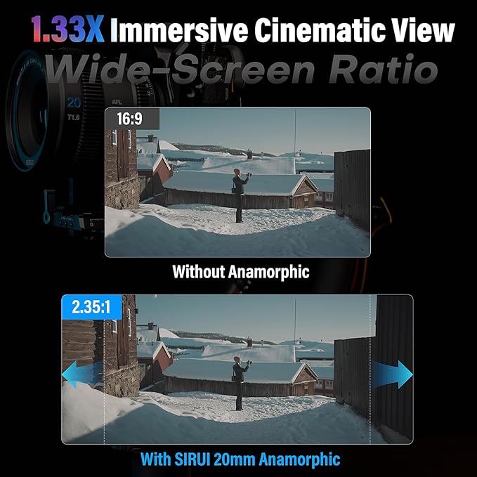 SIRUI 20mm T1.8 1.33X Anamorphic Lens, S35 Autofocus Lens for E Mount Cameras, A6500, A6700, FX3/30, ZV-E Series, A7 Series, A9/9II (Neutral Flare)