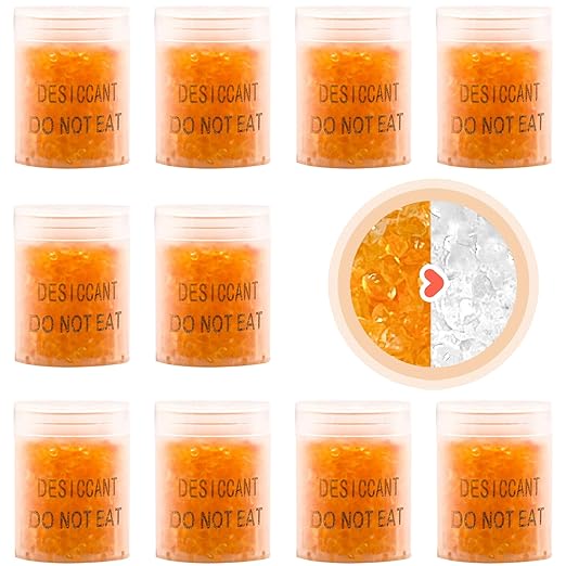 60 Packs 3 Gram Food Safe Desiccant Canister, Silica Gel Clear Capsules, Orange to White Indicating Desiccant Capsules, Desiccant Moisture Absorbers for Storage